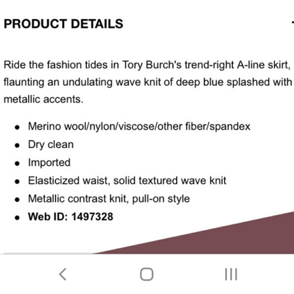 Tory Burch Navy Metallic Skirt - Picture 3 of 9